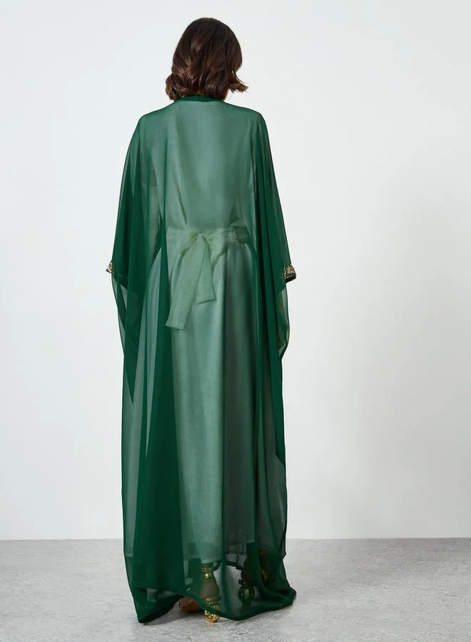Maxim Creation Multi Green Beaded Hand Embroidery Kaftan with  Inner Maxi Dress for Women | Best Price UAE