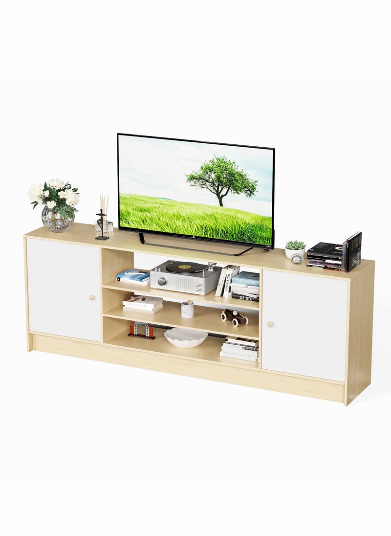 ZERIFAM TV TABLE, TV cabinet for 55 to 70 inch TV, Entertainment Center with Storage, 2 Cabinet Media Console Table, Removable wooden door with handle, Living Room, Bedroom Furniture  - Image 2