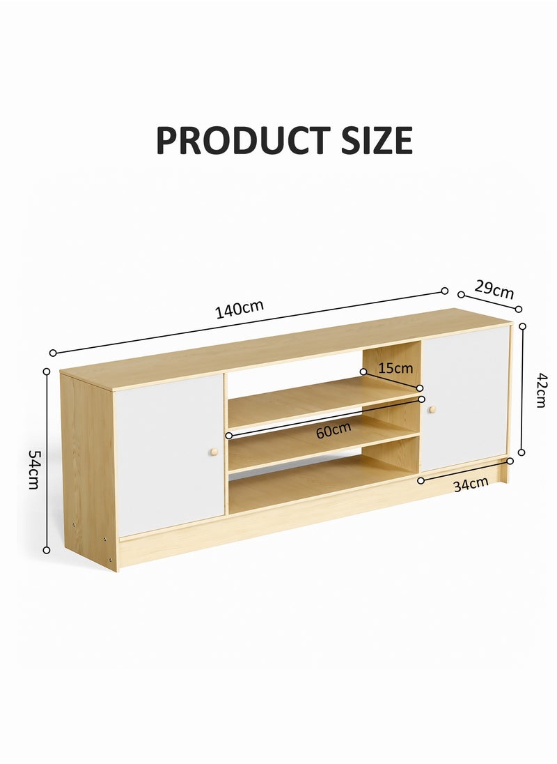 ZERIFAM TV TABLE, TV cabinet for 55 to 70 inch TV, Entertainment Center with Storage, 2 Cabinet Media Console Table, Removable wooden door with handle, Living Room, Bedroom Furniture  - Image 3