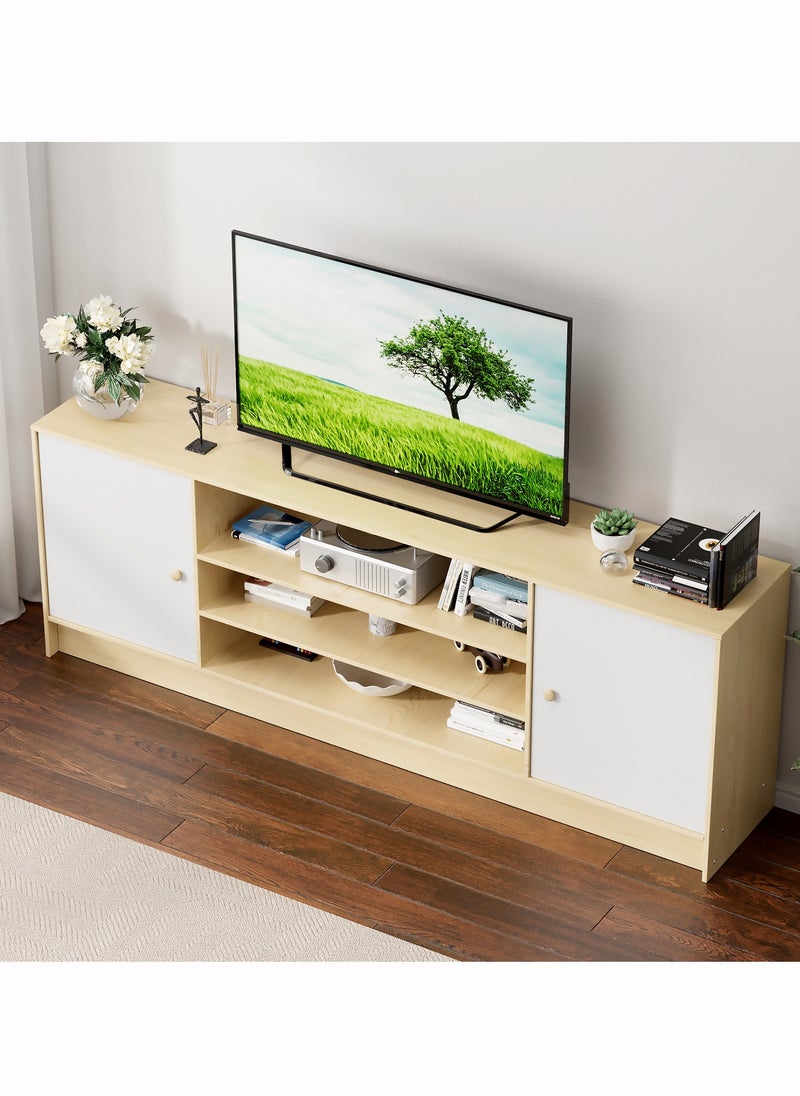 ZERIFAM TV TABLE, TV cabinet for 55 to 70 inch TV, Entertainment Center with Storage, 2 Cabinet Media Console Table, Removable wooden door with handle, Living Room, Bedroom Furniture  - Image 4