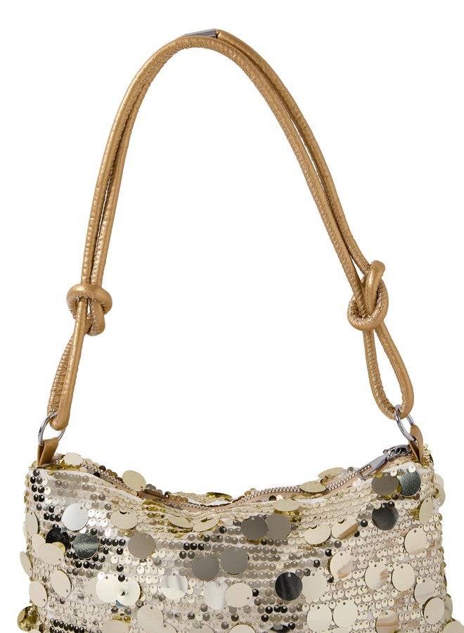 MakeMeChic Women's Sequin Handbag Sparkly Crossbody Bag Knot Zipper Y2k Purse Bag Gold One Size - Image 4