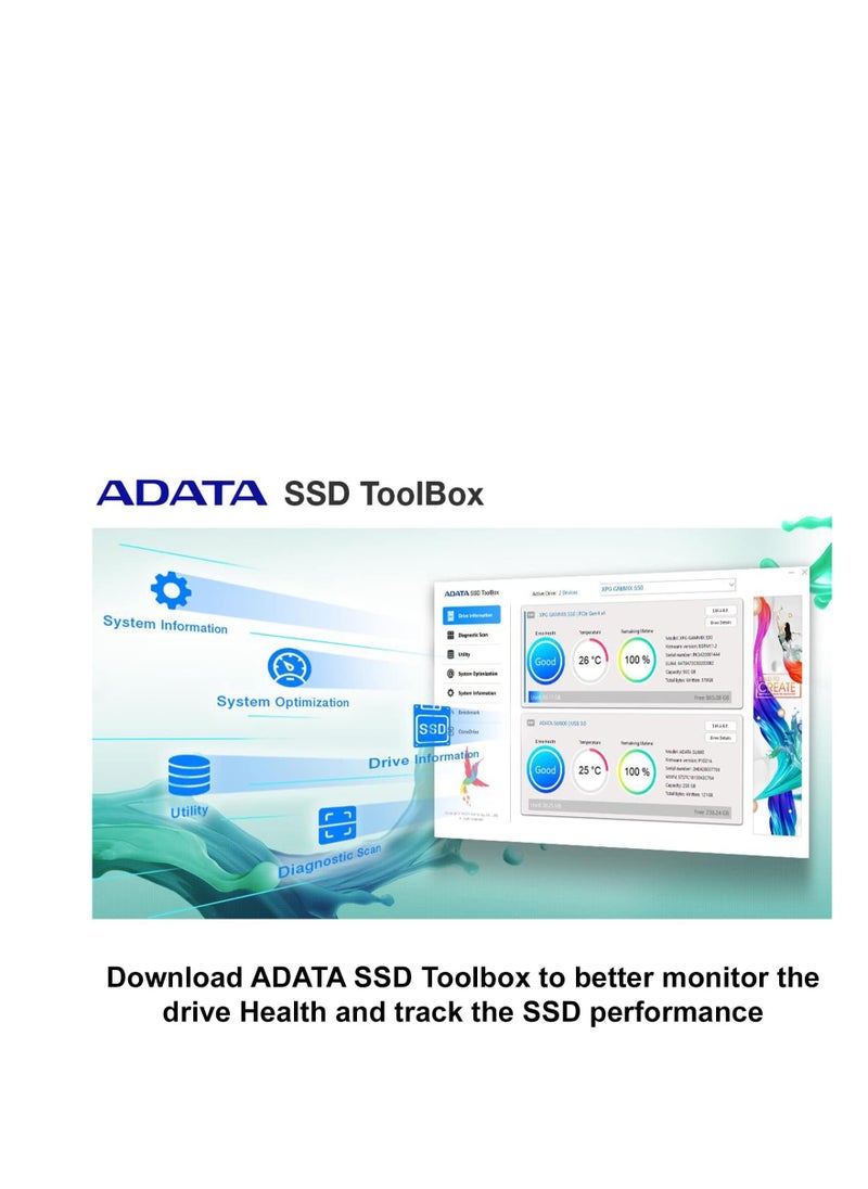 ADATA - ADATA 1TB SSD Legend 800, NVMe PCIe Gen4 x 4 M.2 2280 Internal Solid State Drive, Speed up to 3,500MB/s, Storage for PC and Laptops, High Endurance with 3D NAND - Image 1