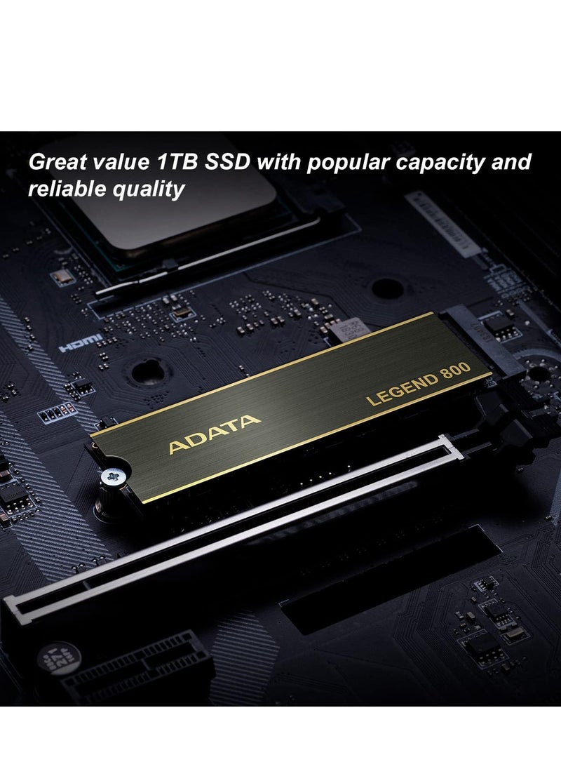 ADATA - ADATA 1TB SSD Legend 800, NVMe PCIe Gen4 x 4 M.2 2280 Internal Solid State Drive, Speed up to 3,500MB/s, Storage for PC and Laptops, High Endurance with 3D NAND - Image 1