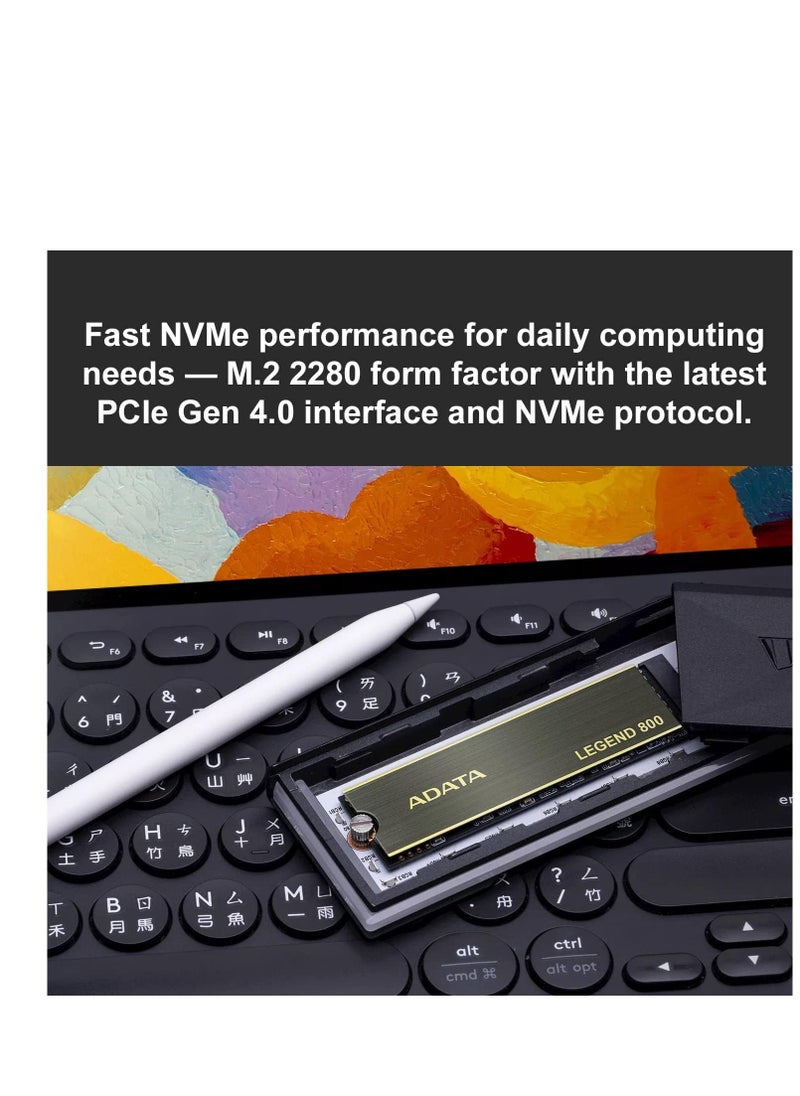 ADATA - ADATA 1TB SSD Legend 800, NVMe PCIe Gen4 x 4 M.2 2280 Internal Solid State Drive, Speed up to 3,500MB/s, Storage for PC and Laptops, High Endurance with 3D NAND - Image 1