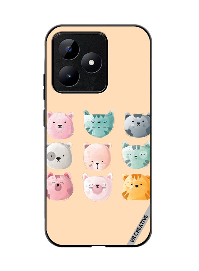 VR CREATIVE غطاء حماية لهاتف Realme C53 بتصميم وجوه لطيفة متعدد الألوان - Image 1