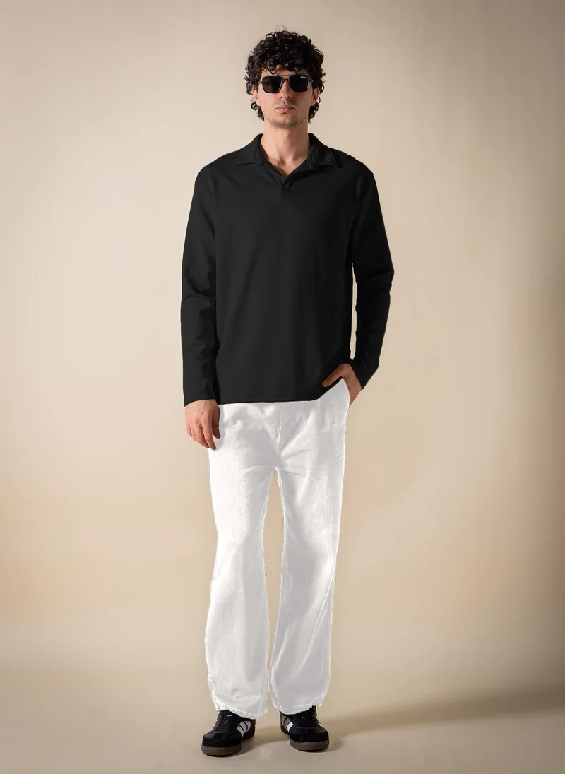 Shapes Black SOFT POLO SWEATSHIRT for Men | Best Price UAE