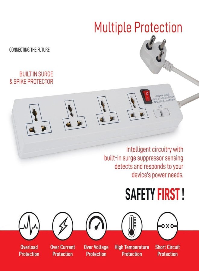 CHITRA-TECH 4-Socket Universal Power Strip with Surge Protection, Master Switch, 4 Metre Cord, Multiple Safety Features - Image 2