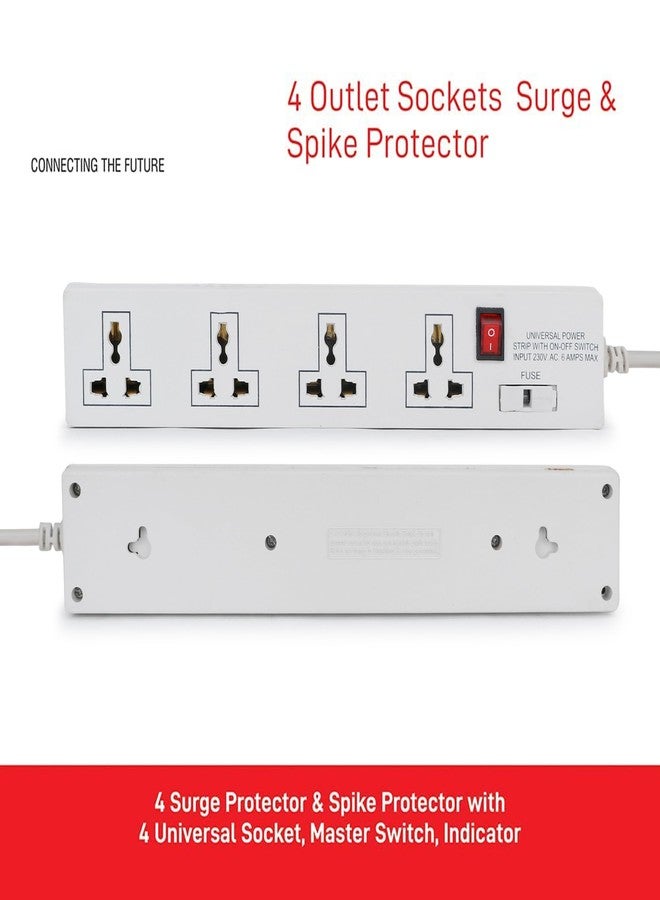 CHITRA-TECH 4-Socket Universal Power Strip with Surge Protection, Master Switch, 4 Metre Cord, Multiple Safety Features - Image 3