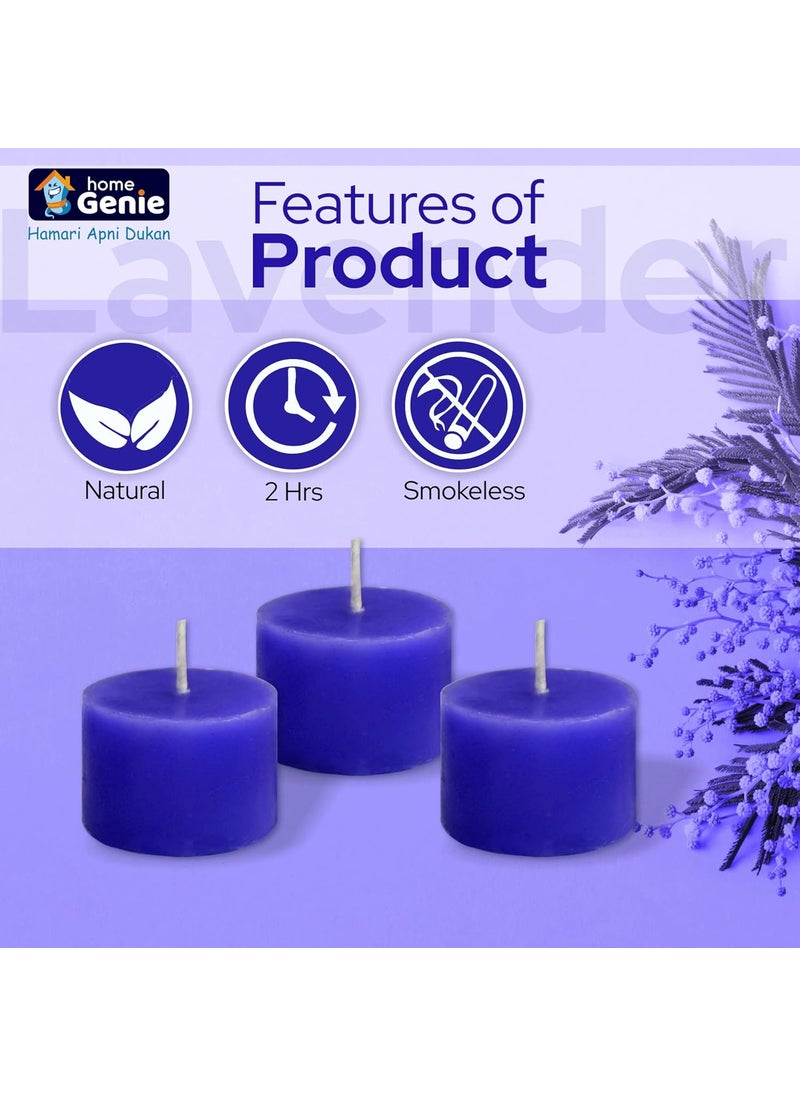 HOME GENIE Home Genie Lavender Fragnance Votive Candle Set 6 Lavender Votive Candle Long Burn Time Candles for Home Dcor Diwali Birthday Party Wedding Romantic Dinner Pack of 6  - Image 2