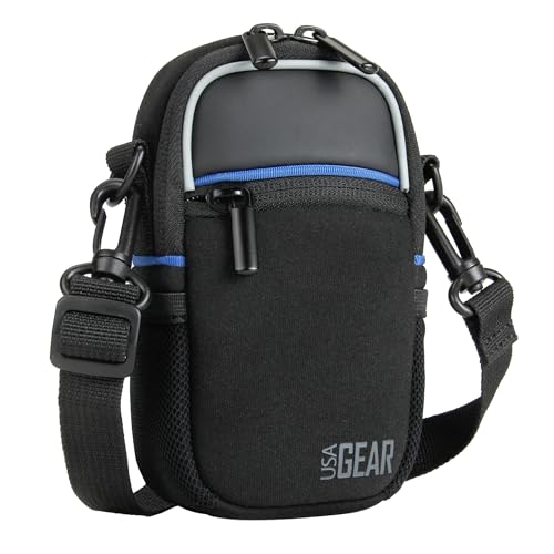 USA Gear Compact Point and Shoot Camera Case Small Digital Camera Pouch with Accessory Pockets and Shoulder Strap - Compatible with Sony CyberShot, Canon G7X Mark iii, ii, Nikon COOLPIX & More (Black) - Image 1