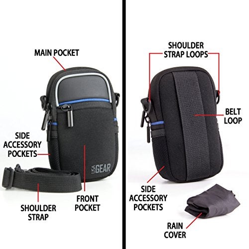 USA Gear Compact Point and Shoot Camera Case Small Digital Camera Pouch with Accessory Pockets and Shoulder Strap - Compatible with Sony CyberShot, Canon G7X Mark iii, ii, Nikon COOLPIX & More (Black) - Image 3