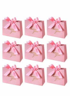 Y&D Thank You Gift Bags, 20 Pack Small Bag Party Favor Bags Treat Boxes with Rose Red Bow Ribbon, Pink Pattern Paper Bulk for Wedding Baby Shower Business Supplies  - Image 1