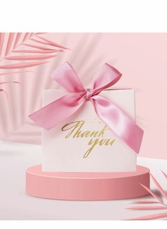 Y&D Thank You Gift Bags, 20 Pack Small Bag Party Favor Bags Treat Boxes with Rose Red Bow Ribbon, Pink Pattern Paper Bulk for Wedding Baby Shower Business Supplies  - Image 2