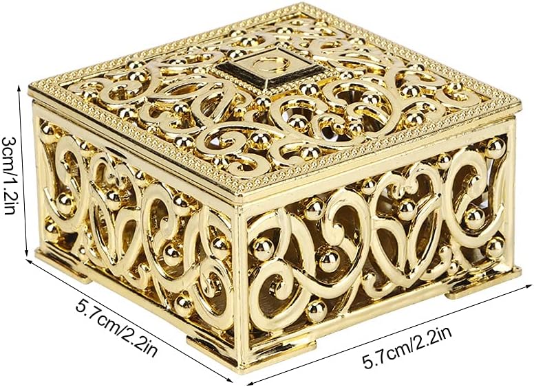 comfrt 12Pcs Wedding Candy Box European Style Hollow Square PS Plastic Electroplating Dessert Biscuits Chocolate Case with Lid Home Jewelry Key Organizer(Gold) - Image 2