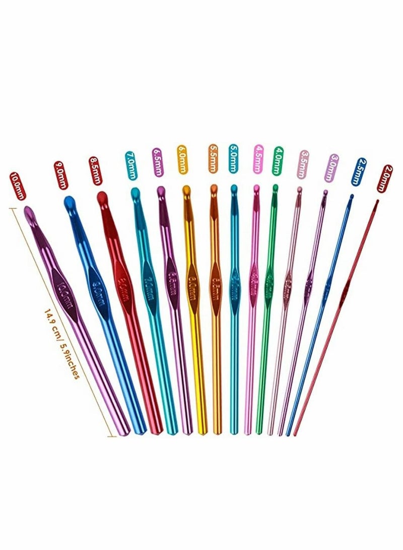 NIBEMINENT 14 Sizes Multicolor Crochet Hooks Set, Aluminum Handle Knitting Hook Needles for Arthritic Hands, Yarn Craft, Nice Gift Women - Image 4