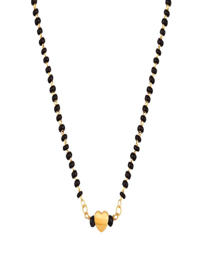 JFL - Jewellery for Less Romantic|Valentines day|Gift idea|for her|Women|Wife|Girlfriend|Lover|Fiance Gold Plated Gold Heart With Black Crystel Beads Pendant Handcrafted Mangalsutra,Valentine - Image 1