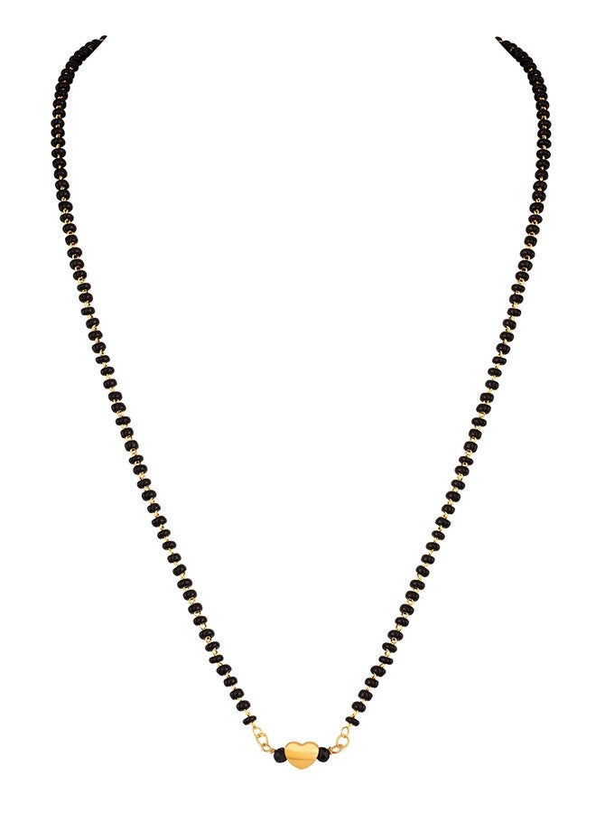 JFL - Jewellery for Less Romantic|Valentines day|Gift idea|for her|Women|Wife|Girlfriend|Lover|Fiance Gold Plated Gold Heart With Black Crystel Beads Pendant Handcrafted Mangalsutra,Valentine - Image 5