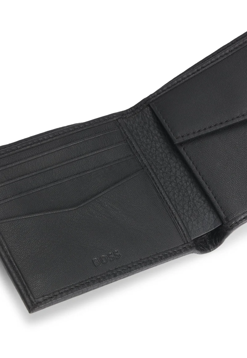 BOSS Black Grained-leather wallet with metal logo lettering for Men | Best Price UAE