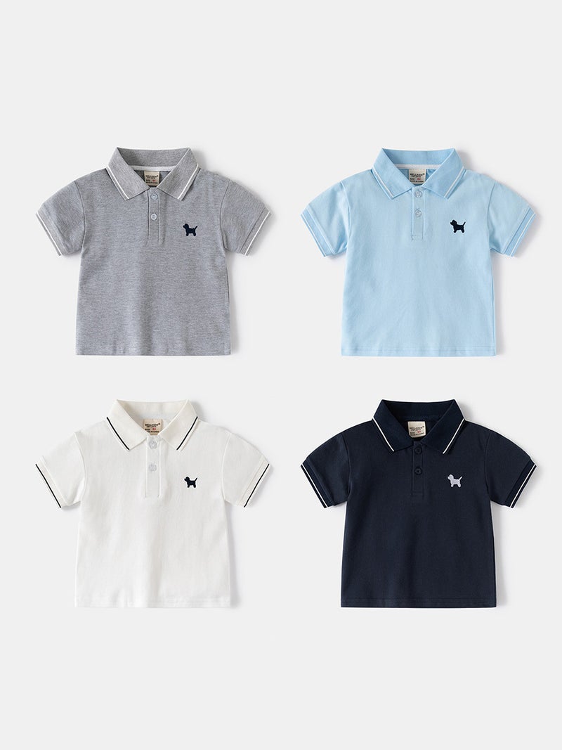 Boys Short Sleeve Polo Shirt 2025 Summer Children'S Clothing Baby Coat Turtleneck Shirt 90-140 Yards A Generation Of Hair - Image 2