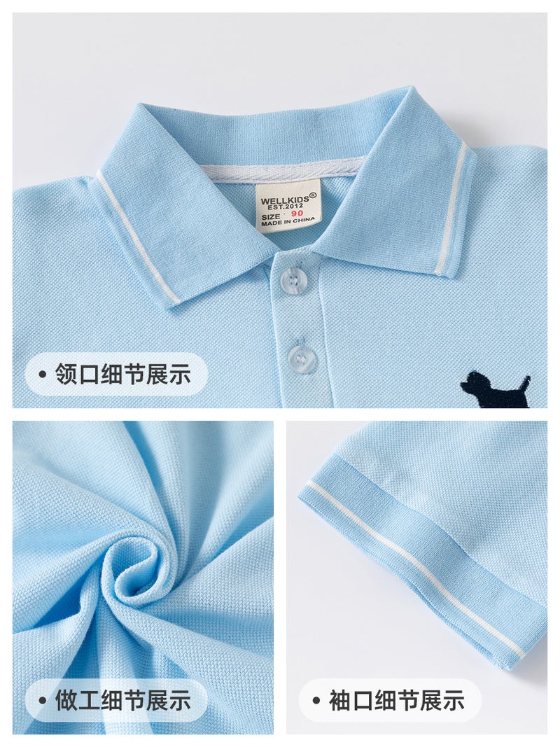 Boys Short Sleeve Polo Shirt 2025 Summer Children'S Clothing Baby Coat Turtleneck Shirt 90-140 Yards A Generation Of Hair - Image 5