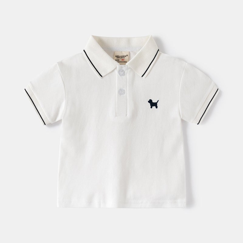 Boys Short Sleeve Polo Shirt 2025 Summer Children'S Clothing Baby Coat Turtleneck Shirt 90-140 Yards A Generation Of Hair - Image 1