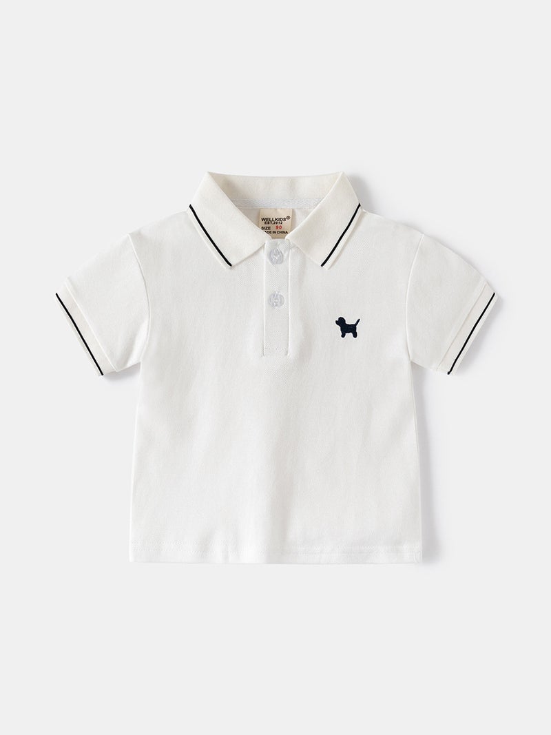 Boys Short Sleeve Polo Shirt 2025 Summer Children'S Clothing Baby Coat Turtleneck Shirt 90-140 Yards A Generation Of Hair - Image 3
