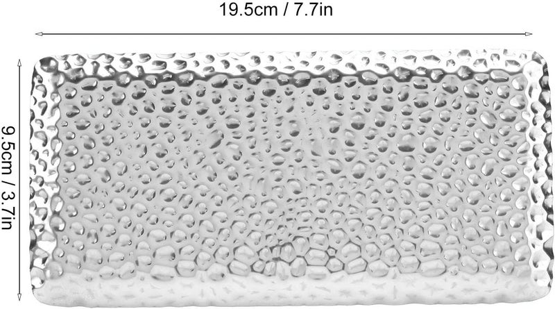 OUKA Decorative Tray, Bathroom Counter Organizer, Vanity Tray, Kitchen Counter Storage, Hammered Platter, 3.7 x 7.7in(Silver) - Image 5