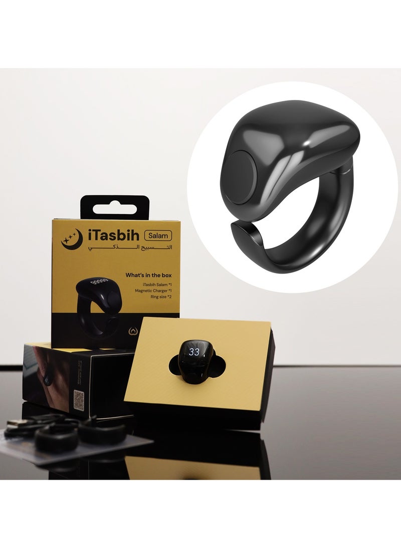 حلقة ذكية من تسبيح ذكر، عداد إصبع حلقي قابل للتعديل بمقاسين (20/22/)، يدعم التطبيق حلقات تذكير للصلاة الرقمية، حلقة ذكر مقاومة للماء مكونة من 4 أرقام للمسلمين (أسود) - Image 4