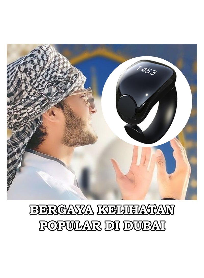 حلقة ذكية من تسبيح ذكر، عداد إصبع حلقي قابل للتعديل بمقاسين (20/22/)، يدعم التطبيق حلقات تذكير للصلاة الرقمية، حلقة ذكر مقاومة للماء مكونة من 4 أرقام للمسلمين (أسود) - Image 5