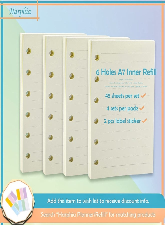 Harphia A7 Planner Refill,4 Packs per Set, Line Paper, A7 Binder Refills 6 Ring with Label Stickers Gift,Mini Binder Refills,6 hole/100gsm Thick Paper/4.84 x 3.23'', Harphia - Image 3