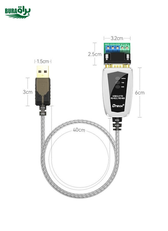 DTECH DT-5119 0.5m USB To RS485/422 Industrial Converter Serial Line Communication Adapter