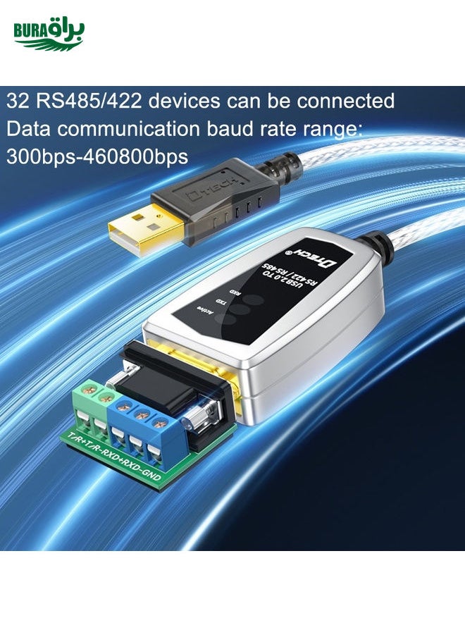 DTECH DT-5119 0.5m USB To RS485/422 Industrial Converter Serial Line Communication Adapter