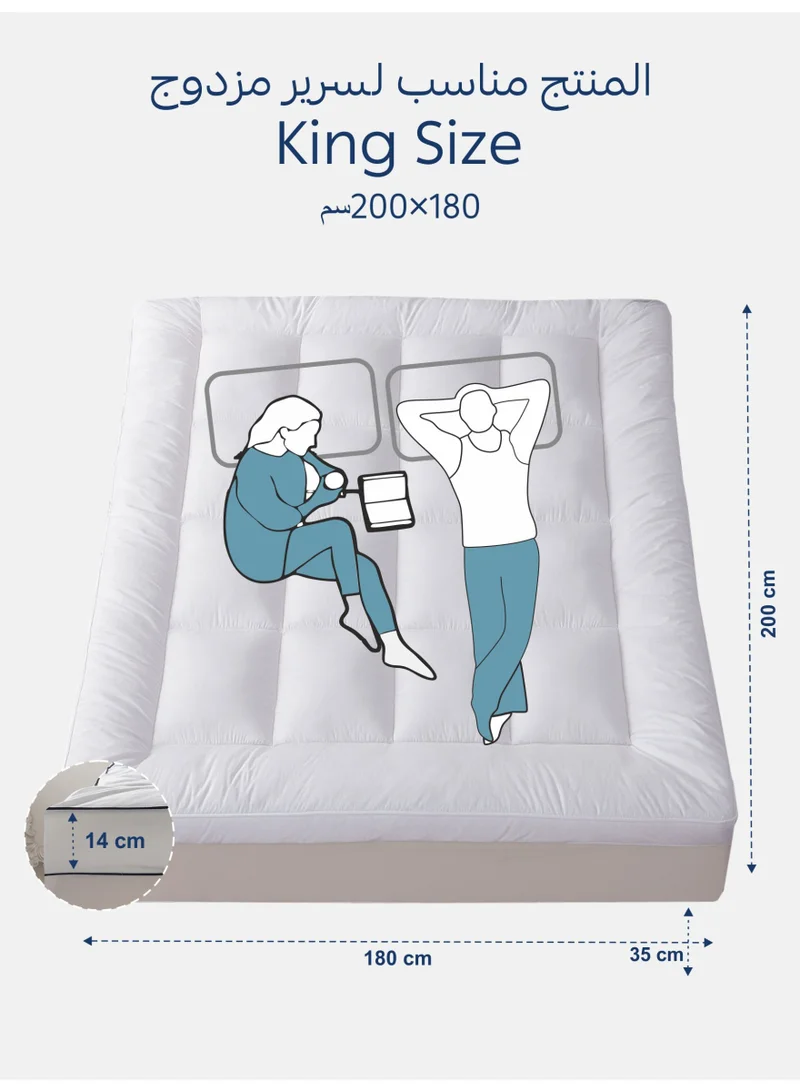 Donetella KING (180x200 CM) King Size Mattress Topper 180x200 cm – Brushed Microfiber Shell, 1500 GSM Down Alternative Fill, 14 cm Thick, Fits Up to 35 cm Deep  | Best Price UAE