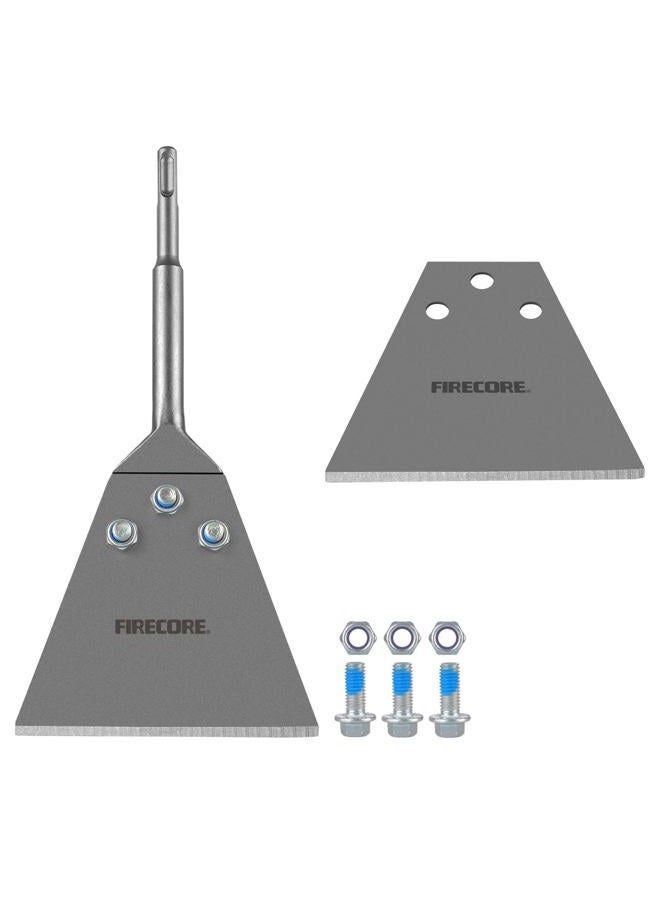 Firecore SDS Plus Floor Scraper Kit, 5 Inch x 11 Inch Tile Removal Tool SDS Plus Chisel Bit Heavy Duty for Rotary Hammer Drill, Thinset Vinyl Scraper Adhesives Remover with Replacement Balde FS22510 - Image 1