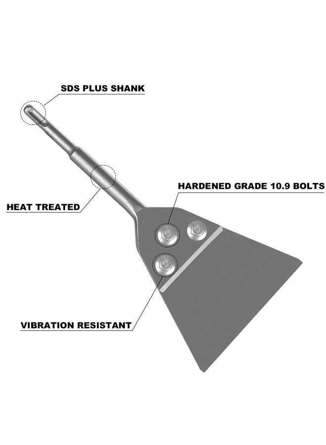 Firecore SDS Plus Floor Scraper Kit, 5 Inch x 11 Inch Tile Removal Tool SDS Plus Chisel Bit Heavy Duty for Rotary Hammer Drill, Thinset Vinyl Scraper Adhesives Remover with Replacement Balde FS22510 - Image 2