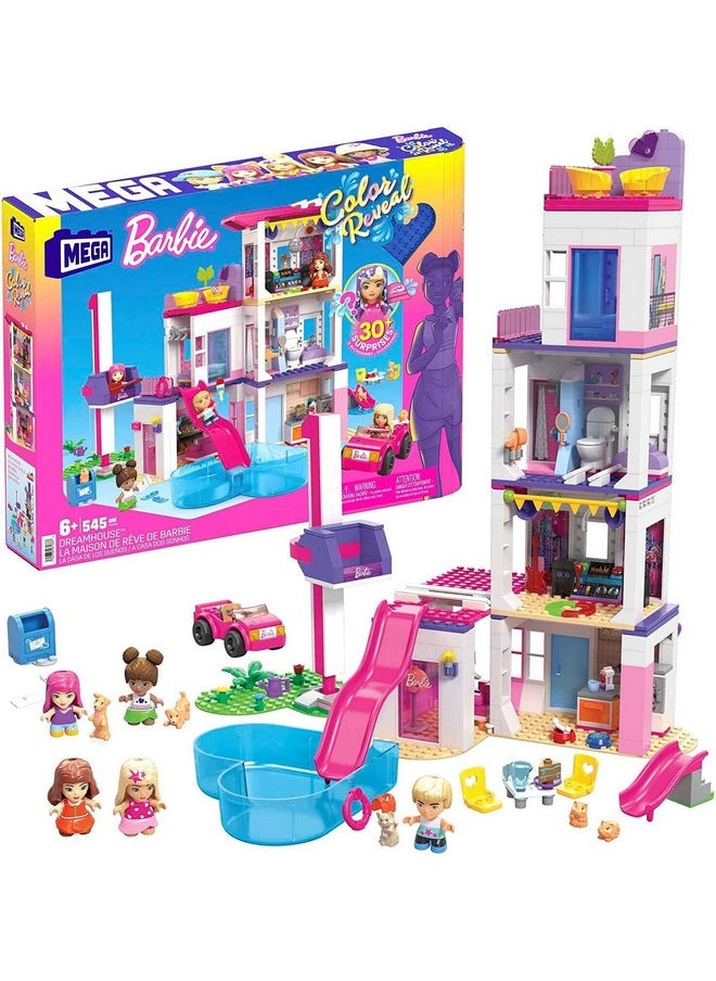 Mega Brands MEGA Barbie Color Reveal Building Toys Set, DreamHouse with 545 Pieces, 5 Micro-Dolls, 6 Pets and Accessories, 30 + Surprises, Kids Ages 6+ Years  - Image 1