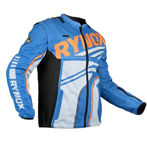 Rynox Dune Neo Trail Offroad Jacket | Mesh Motorcycle Offroad Riding Jacket with Abrasion Resistance - Blue Orange, Medium - Image 1