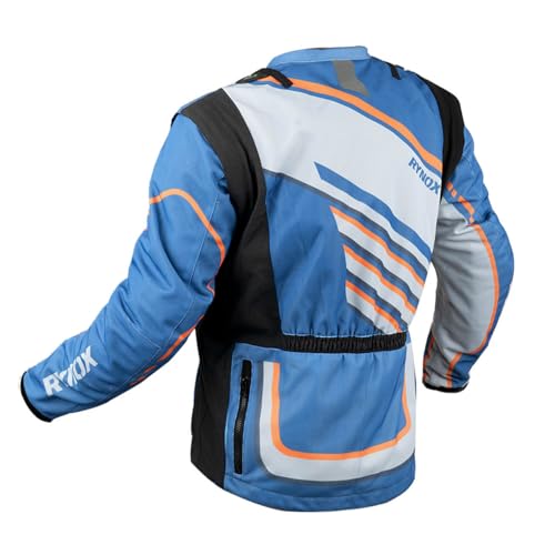 Rynox Dune Neo Trail Offroad Jacket | Mesh Motorcycle Offroad Riding Jacket with Abrasion Resistance - Blue Orange, Medium - Image 2