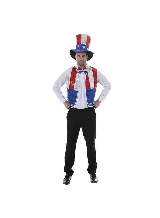 Eraspooky Men's Sequined Uncle Sam Costume Independence Day Fancy Dress - Image 3