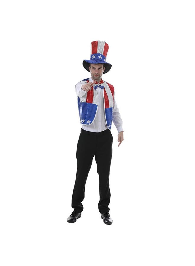 Eraspooky Men's Sequined Uncle Sam Costume Independence Day Fancy Dress - Image 4