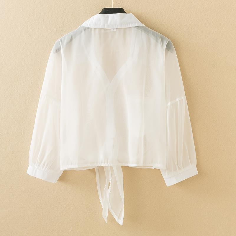 Small Shawl Summer With Suspender Skirt Women'S Outer Cardigan 2023 New Thin Sun Protection Clothing Chiffon Shirt Top - Image 5