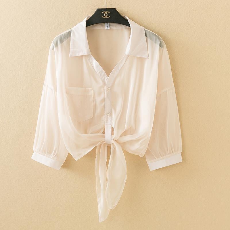 Small Shawl Summer With Suspender Skirt Women'S Outer Cardigan 2023 New Thin Sun Protection Clothing Chiffon Shirt Top - Image 3