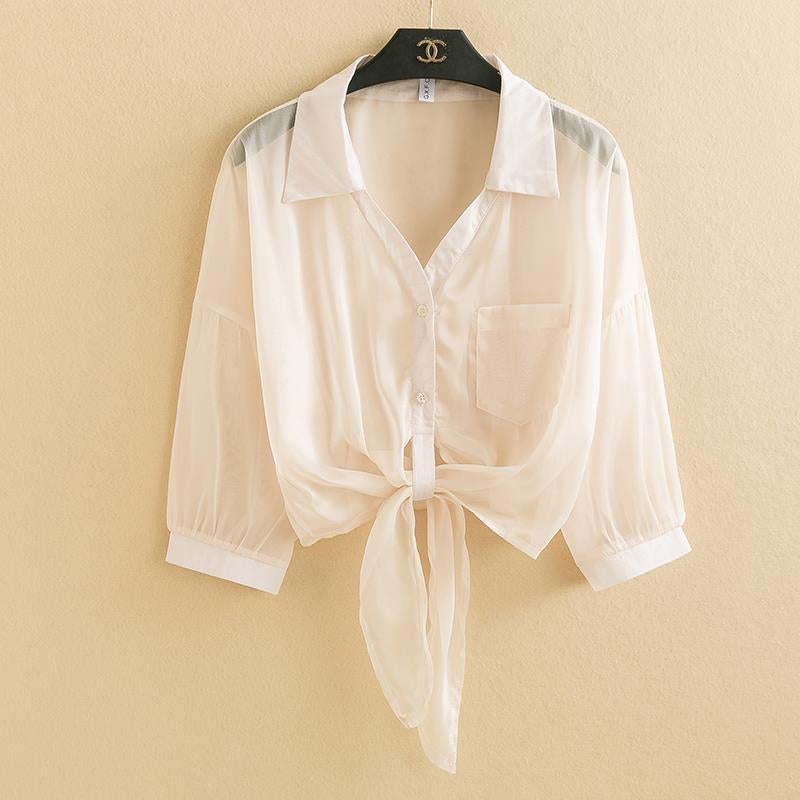 Small Shawl Summer With Suspender Skirt Women'S Outer Cardigan 2023 New Thin Sun Protection Clothing Chiffon Shirt Top - Image 1