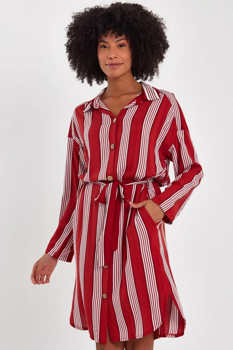 الكسندر جاردي Belted Shirt Collar Dress B19-140312