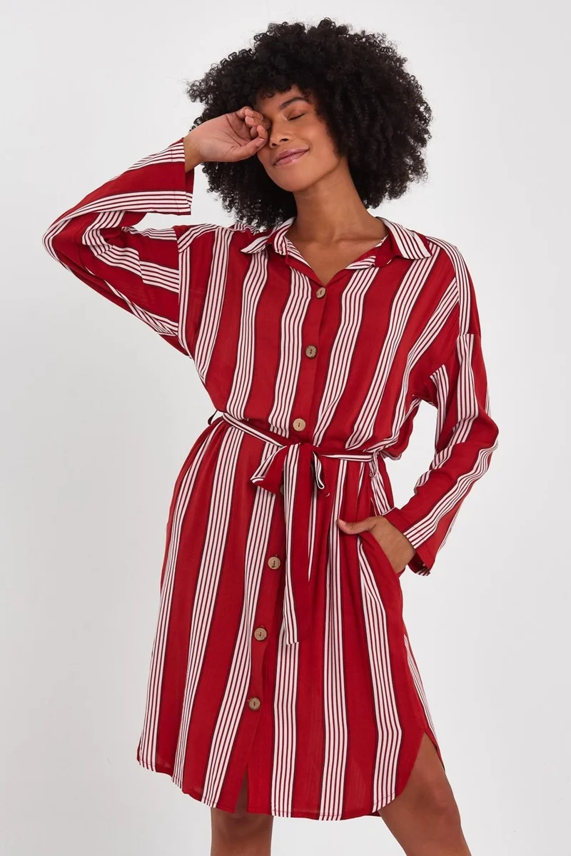 الكسندر جاردي Belted Shirt Collar Dress B19-140312