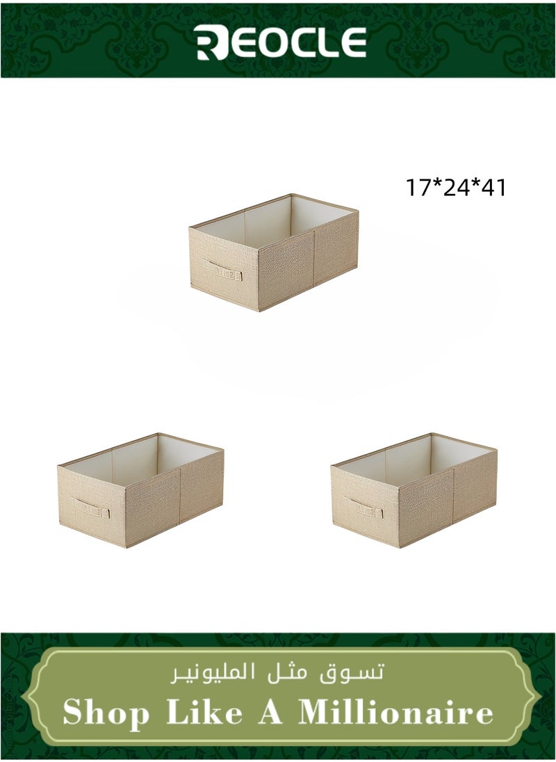 REOCLE 3 Pack Folding Storage Organizer with Handles 13×24×41CM Storage Cubes Collapsible Storage Bins Durable Storage Bins for Closet & Shelves & Offices & Toys  - Image 1