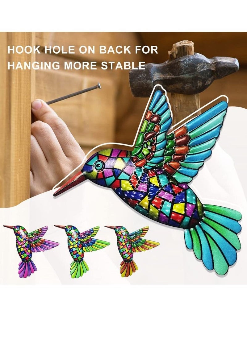 Generic - Metal Hummingbird Wall Decor, 4 Pack Metal Hummingbird Wall Decor, 3D Wall Art Hanging Sculpture for Bathroom Living Room Patio Fence, Living Room Bedroom Garden Patio Backyard - Image 1