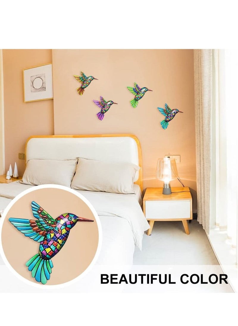 Generic - Metal Hummingbird Wall Decor, 4 Pack Metal Hummingbird Wall Decor, 3D Wall Art Hanging Sculpture for Bathroom Living Room Patio Fence, Living Room Bedroom Garden Patio Backyard - Image 1