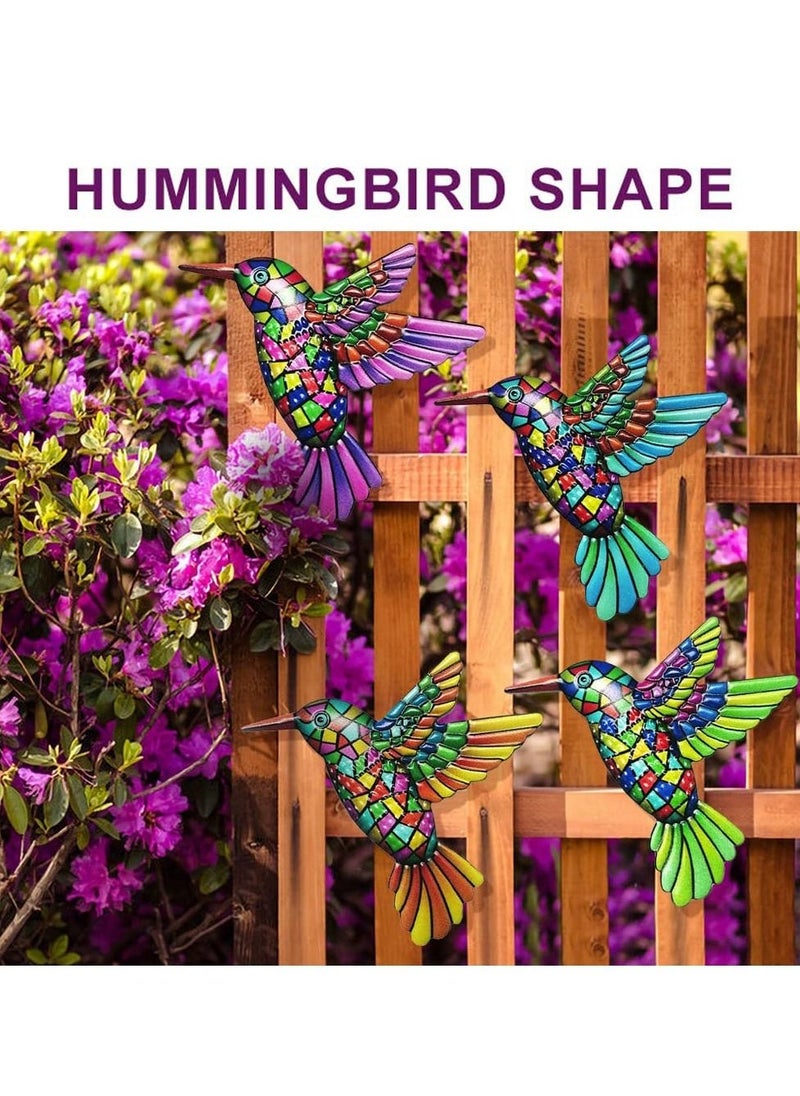 Generic - Metal Hummingbird Wall Decor, 4 Pack Metal Hummingbird Wall Decor, 3D Wall Art Hanging Sculpture for Bathroom Living Room Patio Fence, Living Room Bedroom Garden Patio Backyard - Image 1