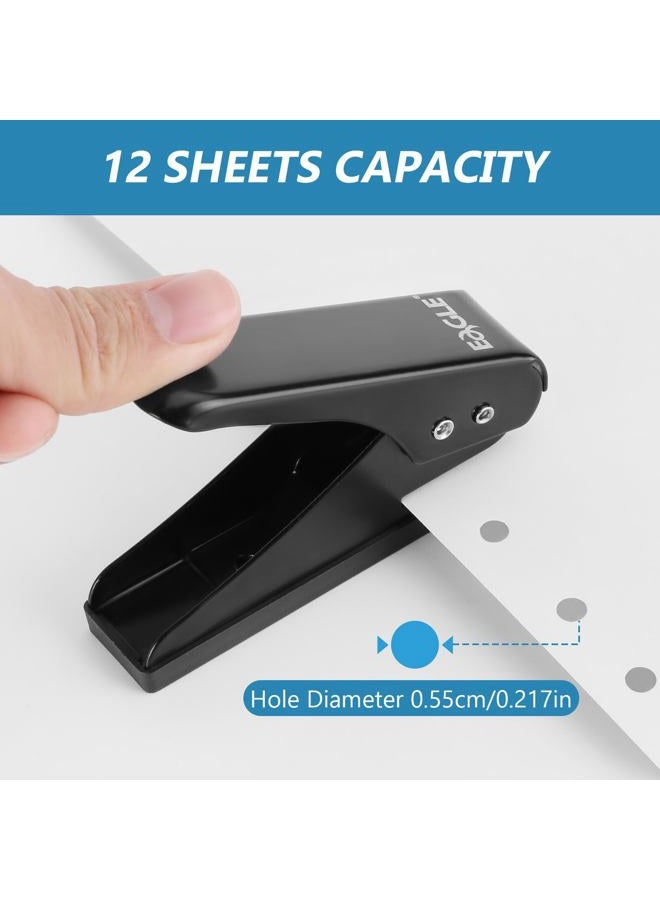 Eagle Low Force 1-Hole Punch, Single Hole Punch, Paper Punch, 1/4-Inch Hole, 12 Sheets Capacity, Metal, Black - Image 3